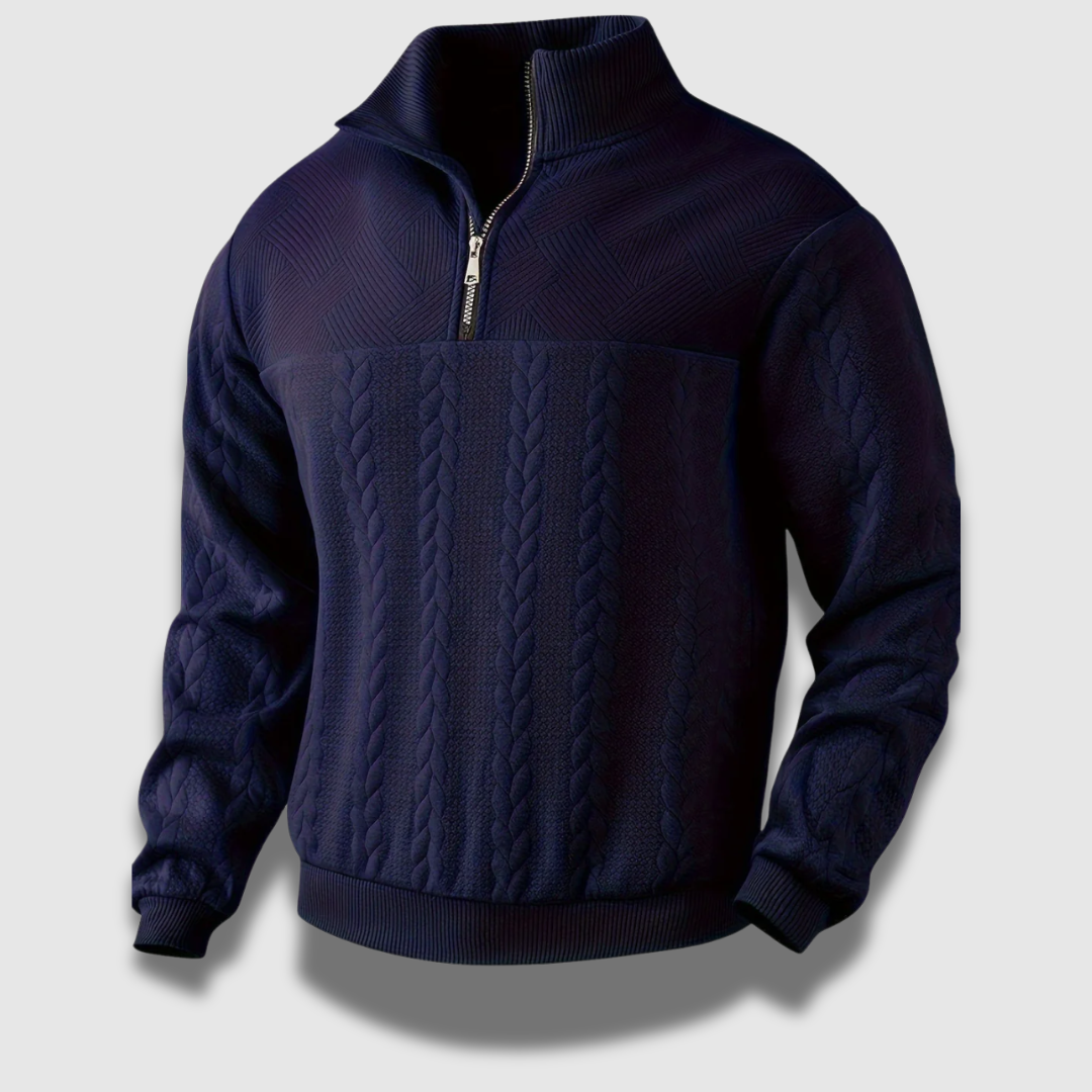 Heren Vintage Ritsgebreide Trui – Retro Warmte en Verfijnd Comfort