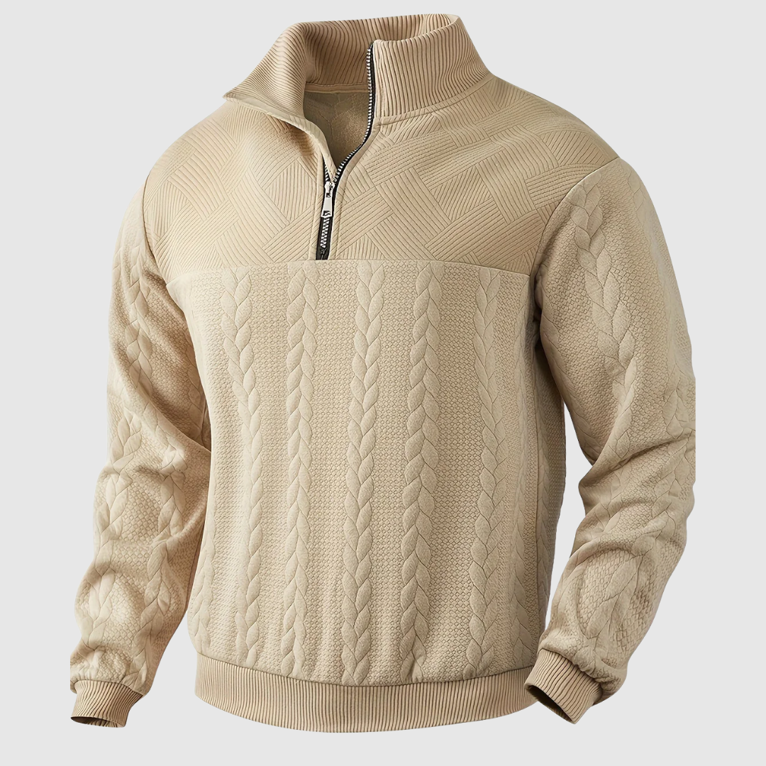 Heren Vintage Ritsgebreide Trui – Retro Warmte en Verfijnd Comfort