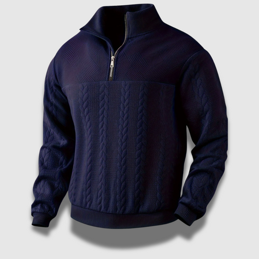 Heren Vintage Ritsgebreide Trui – Retro Warmte en Verfijnd Comfort